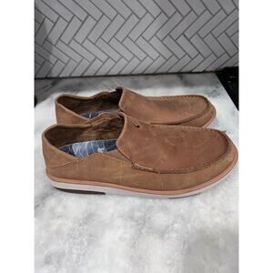 OluKai Kalia Men’s Leather Slip On Loafers Size 11 M EUR 44 Brown Casual Shoe